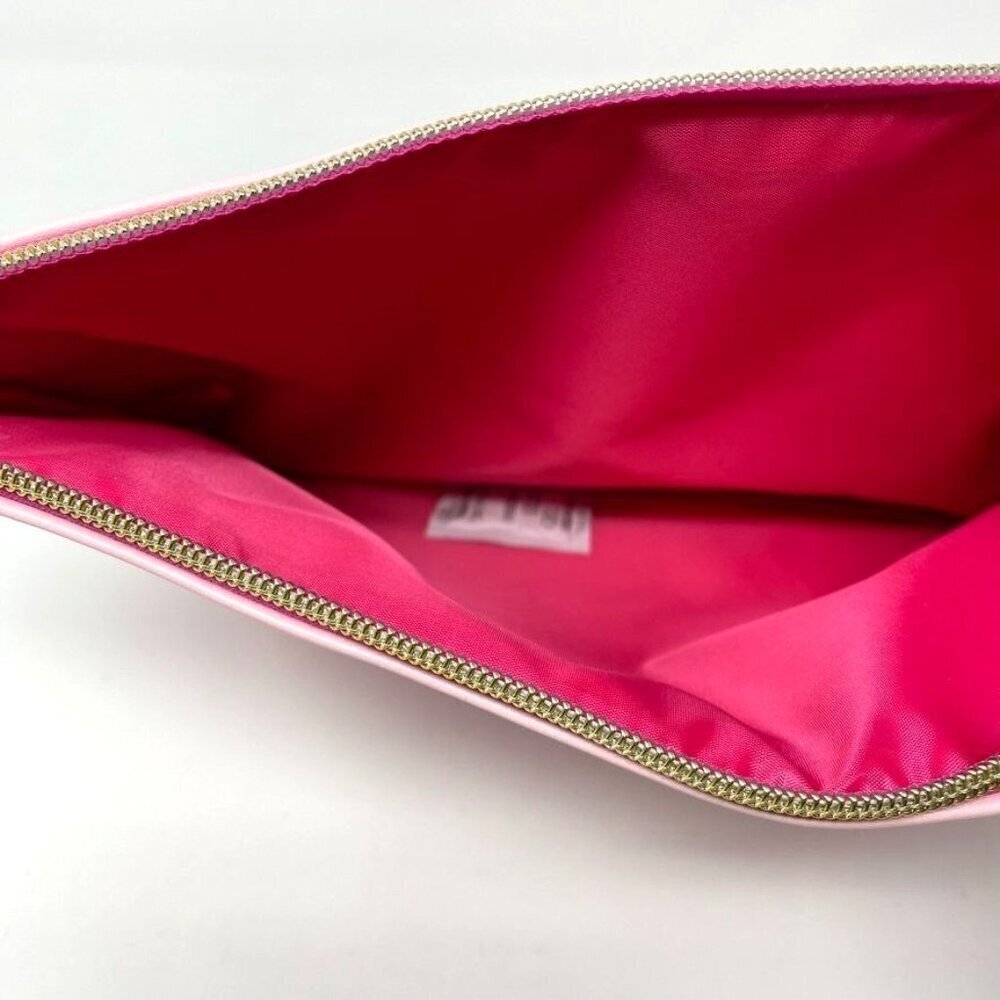 Too Faced Cosmetic Envelope Bag Zip Top Vacation Travel Pink Bows - Picture 4 of 4